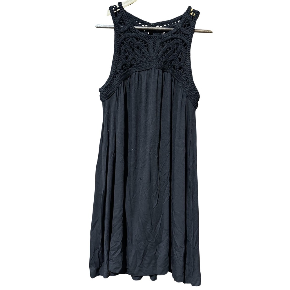 LOFT Dress Womens Small Black Crochet Laceโ Yoke Boho Sleeveless Flowy Summer